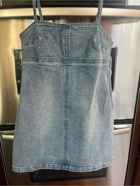 Michael Kors Light Blue Denim Mini Skirt with Straps